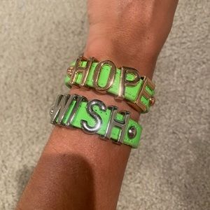 HOPE and WISH Green Bracelets - Set of 2